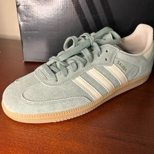 SOLD adidas Samba Silver Green (8.5 M / 9.5 Women)